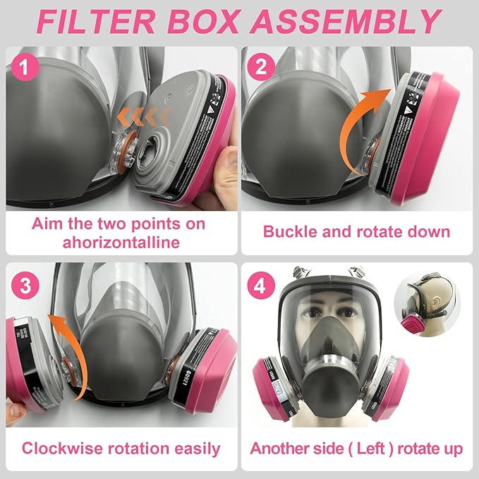 Full Face Respirator Mask, 6800 Reusable Respirator Mask with Filters 60921, Anti-fog, Ideal for Paint, Spray, Dust