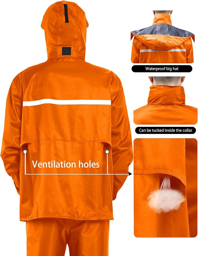 iCreek Rain Suit Waterproof Jacket and Trouser Suit Raincoat for Men and Women Outdoor All-Sport Breathable Anti-storm