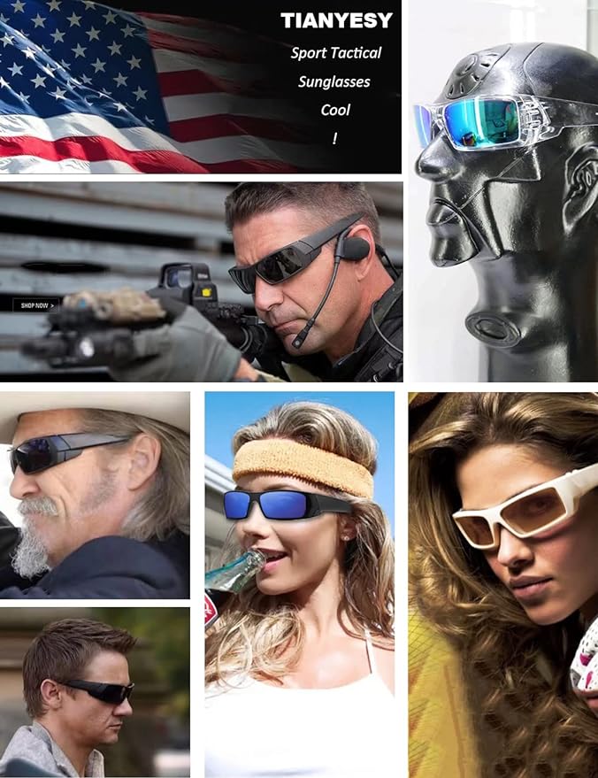 Polarized Sunglasses Men Womens Trendy Retro Sports Rectangular Wrap Around Vintage Shot Shield