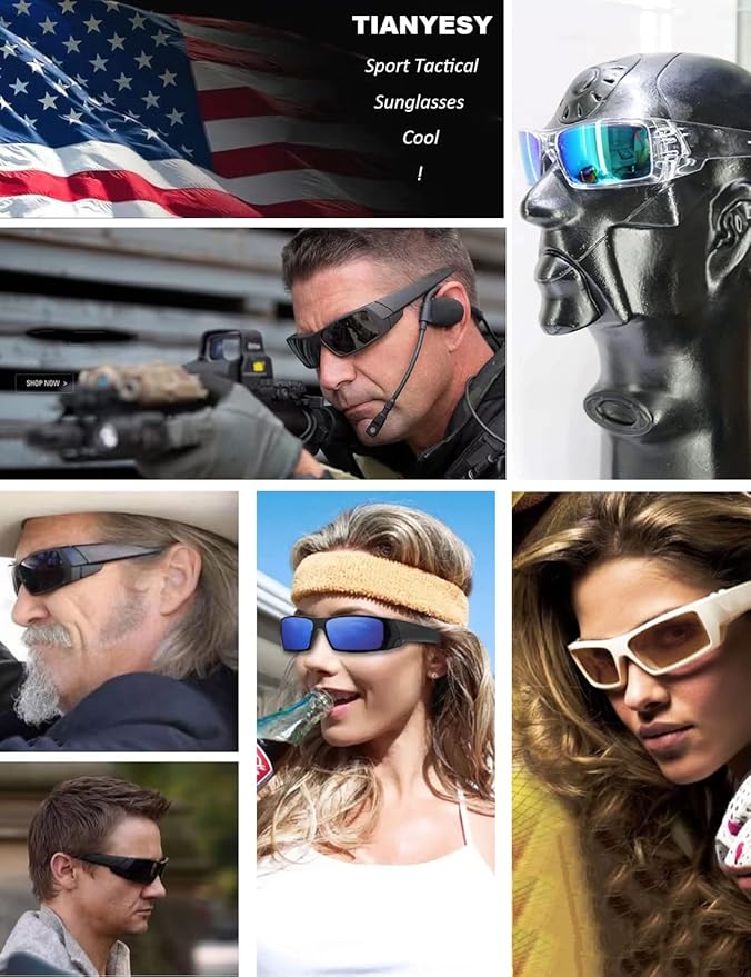 Polarized Sunglasses Men Womens Trendy Retro Sports Rectangular Wrap Around Vintage Shot Shield