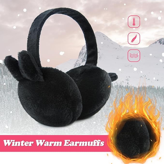 Kids Winter Earmuffs Baby Warm Ear Muff Girls Cute Furry Ear Warmers Boys Foldable Ear Covers for Cold Weather