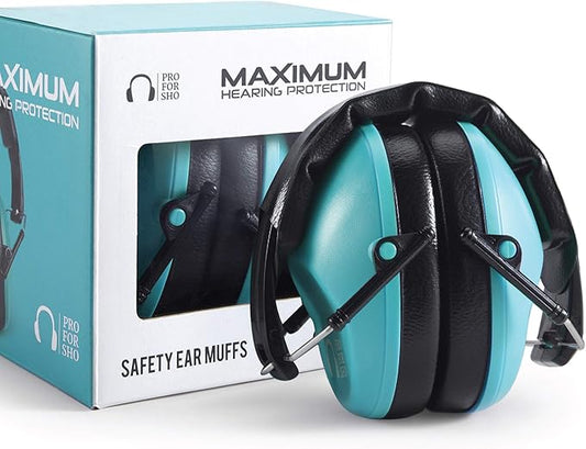 Pro For Sho 34dB NRR Hearing Protection Ear Muffs - Highest NRR in Compact Design, Ear Protection for Shooting, Mowing, Work