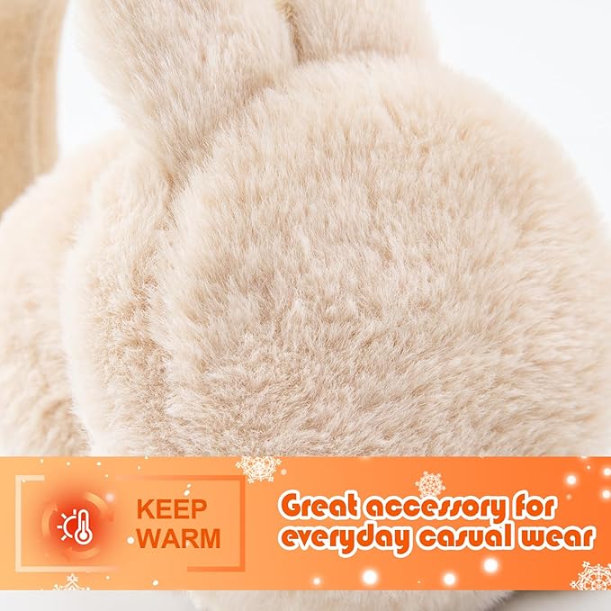 Kids Winter Earmuffs Baby Warm Ear Muff Girls Cute Furry Ear Warmers Boys Foldable Ear Covers for Cold Weather
