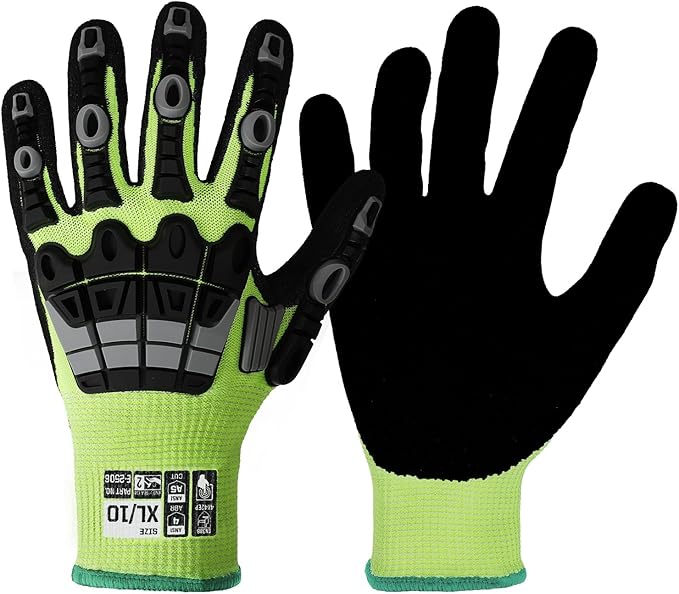 Work Gloves Men Women, A5 Cut Resistant Gloves, Impact Gloves, Heavy Duty Work Glove with Grip, Touch Screen Mens Work Gloves