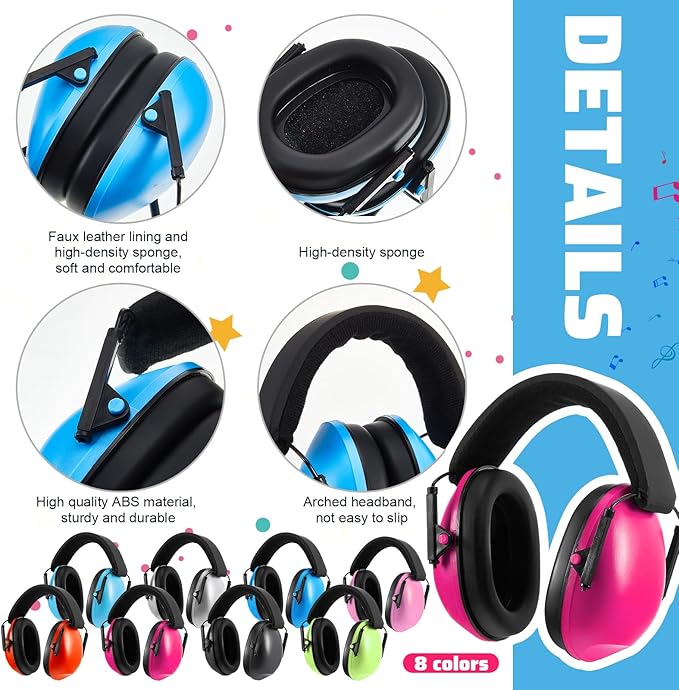 Amylove 36 Pcs Kids Ear Protection Noise Cancelling Headphones Noise Reduction Ear Muffs 27dB Hearing Protection (8 Colors)