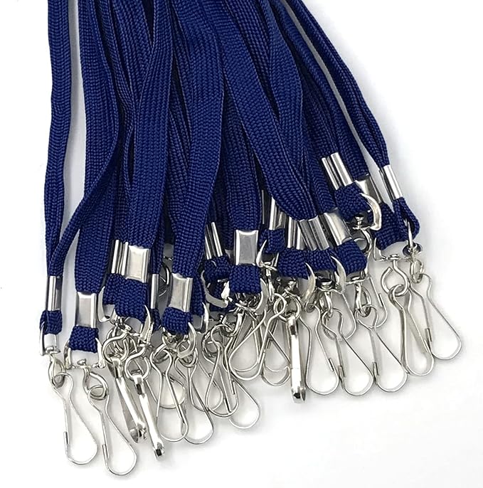 Lanyards 100 Pack Navy Blue Lanyards with Swivel Hook Clips for ID Name Badge Holder (Navy Blue, 100 Pack)