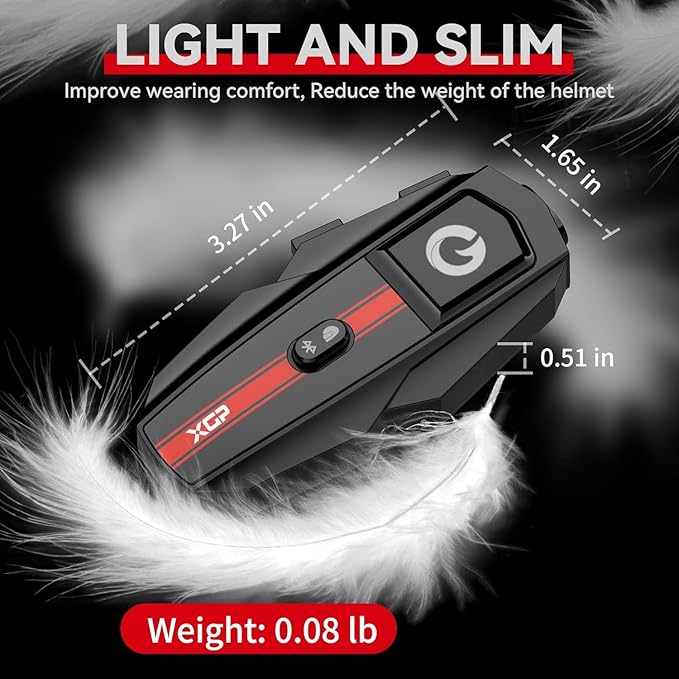 Motorcycle Helmet Bluetooth Headset Intercom Communication Systems, 2 Riders Music Sharing/IP67 Waterproof/Noise Cancellation, Fit for ATV/Snowmobile, 2 Pack