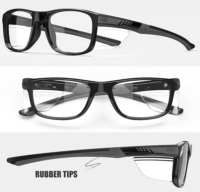 HTS TR90NZZ Safety Glasses Small Size with Side Shields ANSI Z87 Optical Eyeglass prescription Frame Scratch Fog Resistant