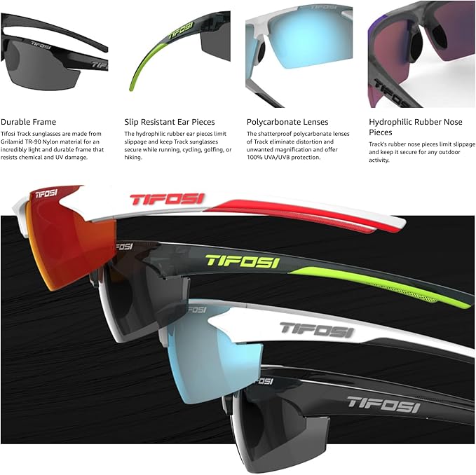Track Sport Men & Women Sunglasses - Ideal For Baseball, Golf, Pickleball, Running and Tennis - Unisex Glasses