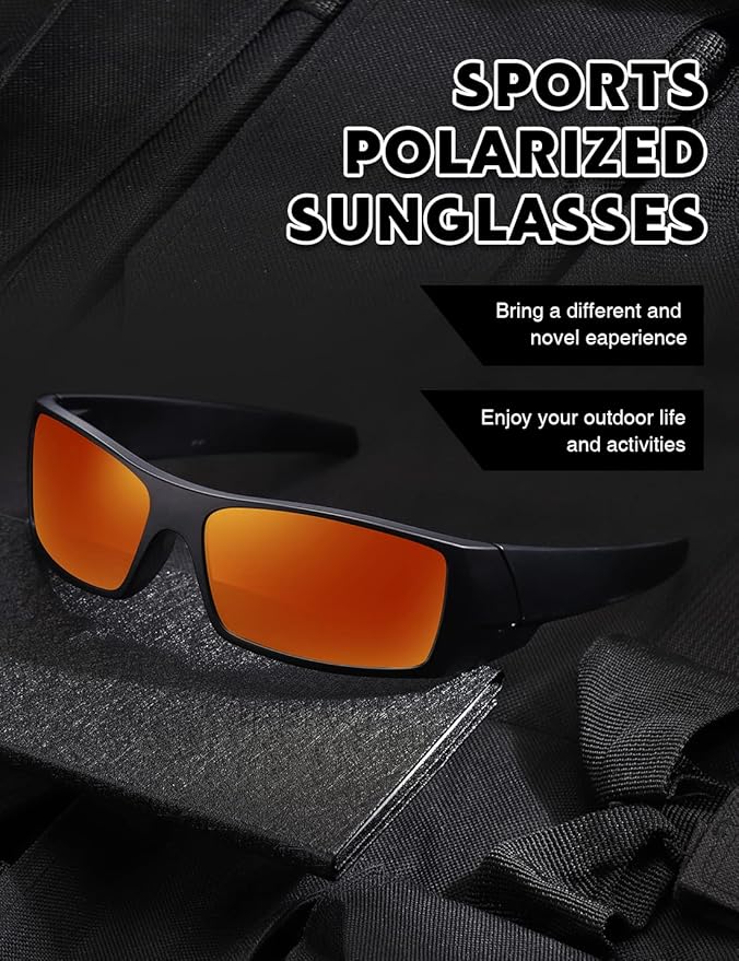 Polarized Sunglasses Men Womens Trendy Retro Sports Rectangular Wrap Around Vintage Shot Shield