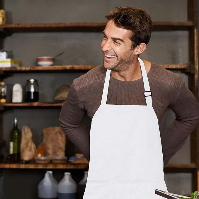 Short Bib chef Apron - Waterdrop Resistant Aprons with Buckle Pockets Cooking Kitchen, Aprons for Men and Women