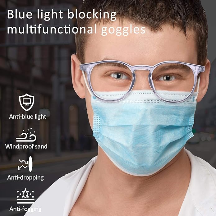 Outray 2 Pairs Anti Fog Safety Goggles Protective Glasses Blue Light Blocking Eyeglasses for Men Women