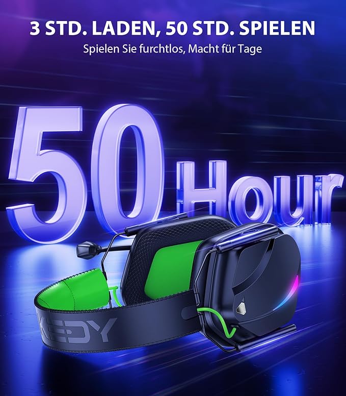HW12 Wireless Gaming Headset with Microphone 2.4GHz Bluetooth Gaming Headphones Wireless of Duty/FPS Gamers,50Hr Battery Life Gamer Headset for PS5, PS4, PC, Switch, Mac