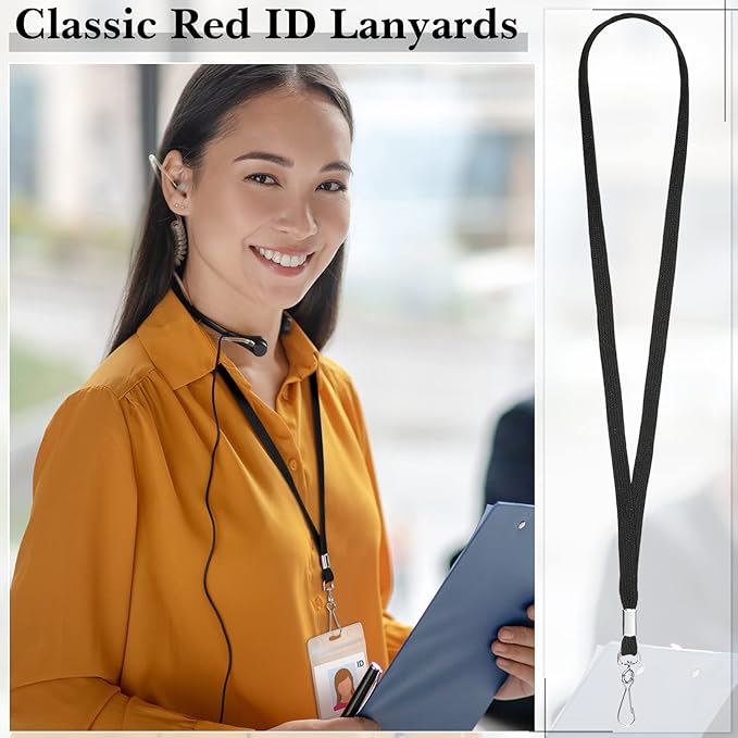 Epakh 200 Pcs Lanyards for ID Name Badge Holder Neck Lanyard Flat with Clips Neck Straps for Office School Nurse