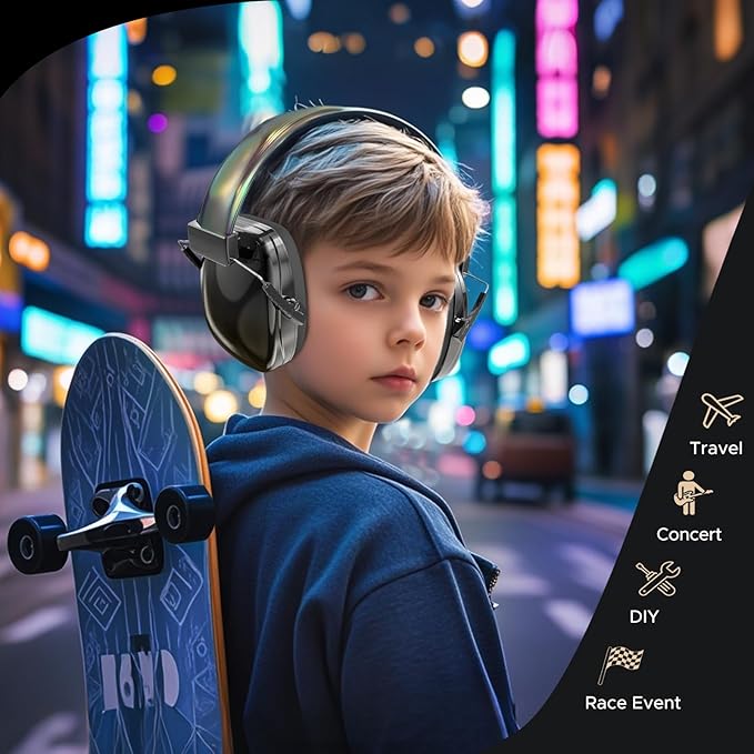 homicozy Noise Cancelling Headphones for Kids,Teens Ages 3-16,Cool Cyberpunk Ear Hearing Protection,SNR 25dBSound Proof Safety Earmuffs for Concerts,Monster Trucks,Sensitive Ears