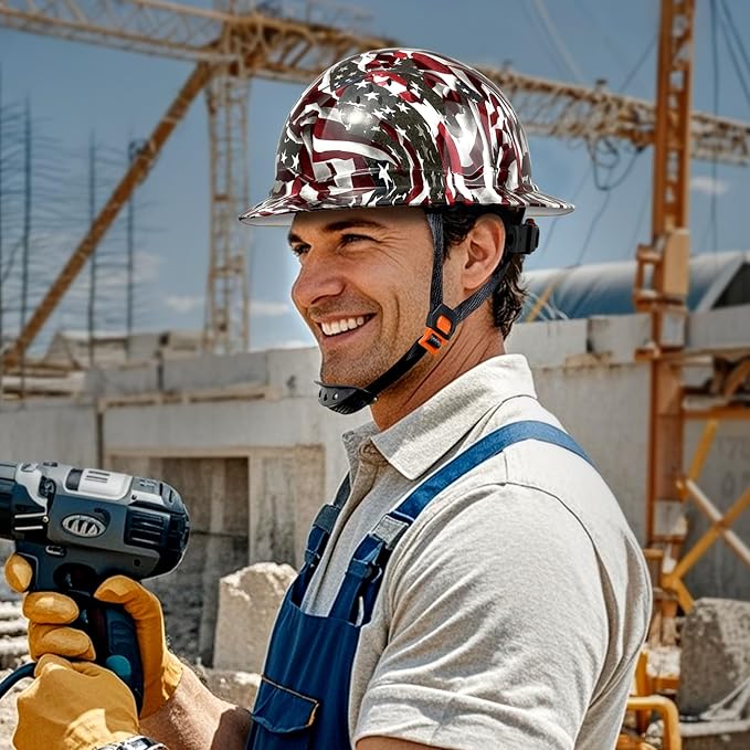 SBD-G1C Construction Full Brim Safety Helmet HDPE Hard Hat Vented Hardhats Sunshade Carbon Fiber Pattern Industrial Work Certified ANSI/ISEA Z89.1