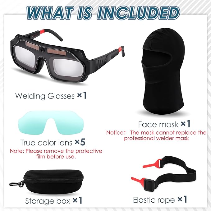 1 Set Welding Glasses Solar Welding Goggles Auto Darkening Welder Glasses Mask Helmet with Replacement Lenses
