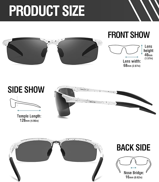 DUCO Mens Sports Polarized Sunglasses UV Protection Sunglasses for Men 8177s