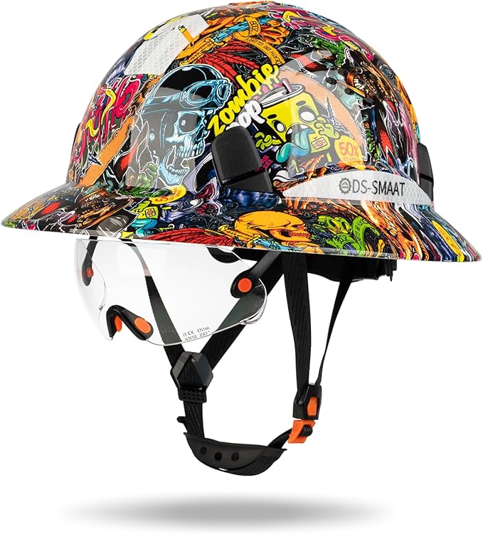 Full Brim Hard Hat with Visor, 6-Point Ratchet Suspension Safety Helmet, Superior Impact Head Protection, ANSI Z89.1 OSHA Approved Safety Helmet,Great for Men&Women