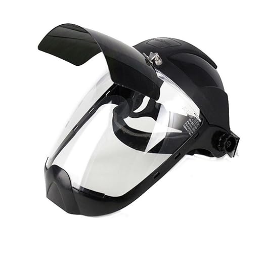 Sellstrom DP4 Face Shield - Lightweight Mask with High Impact Crown & Ratchet Headgear for Work, Grinding, Plasma/Flame Cutting - ANSI Z87.1 - Clear Anti Fog Polycarbonate Window - UV/IR Flip Up Visor