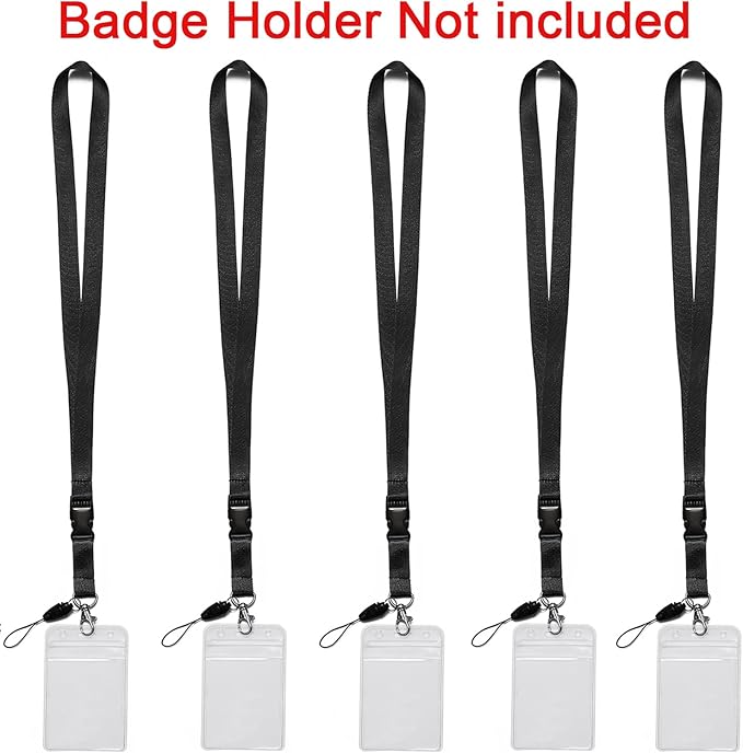 YOUOWO Office Neck Lanyards,Detachable Buckle Enhanced Model Hook Breakaway Strap Quick Release Safety Lanyard for id Badge,Key,Women,Men Cell Phones,USB,Whistles,Nylon Black 5 Pack