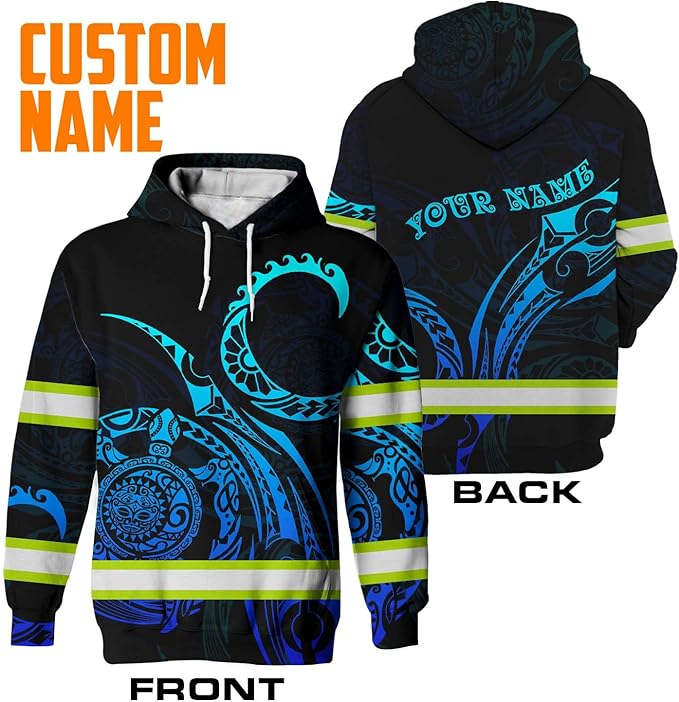 Matedecor Skull High Visibility Shirt Men Reflective Safety Shirts US Flag Custom Name Workwear, Runners, Walkers, Patriotic
