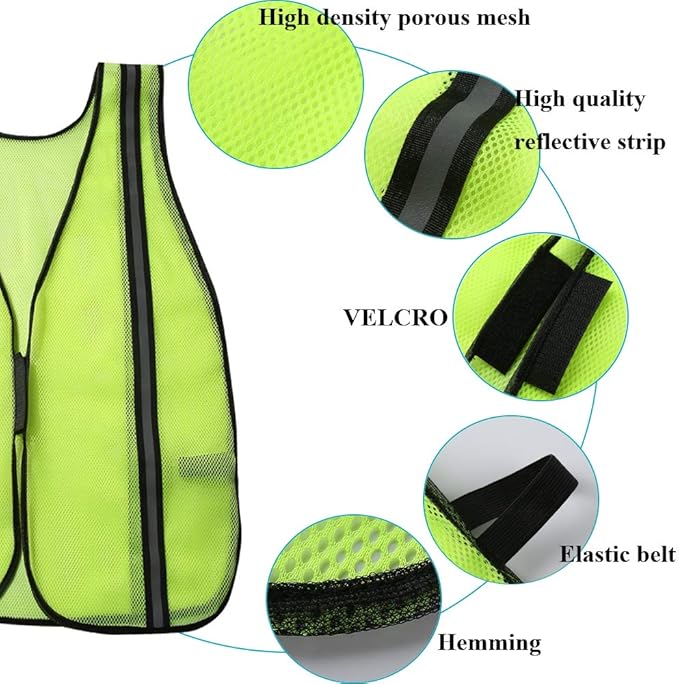 SIFE 1 Pack High Visibility Reflective Safety Vest,Made from Breathable and Neon Yellow Mesh Fabric,light weight for Man and Woman(Yellow-Black, 1 pack)