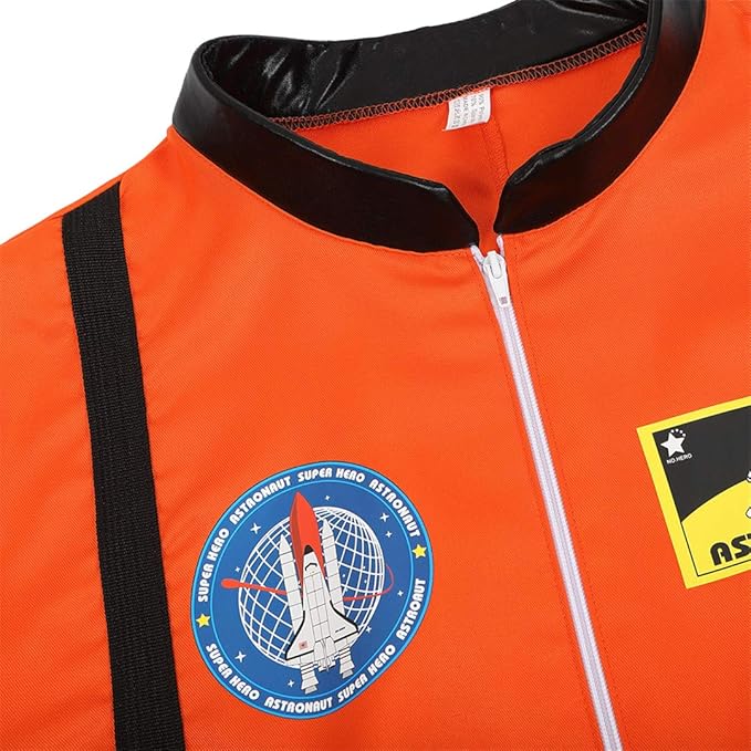 Men's Adult Astronaut Spaceman Costume Coverall Pilot Air Force Flight Jumpsuit Dress Up Party