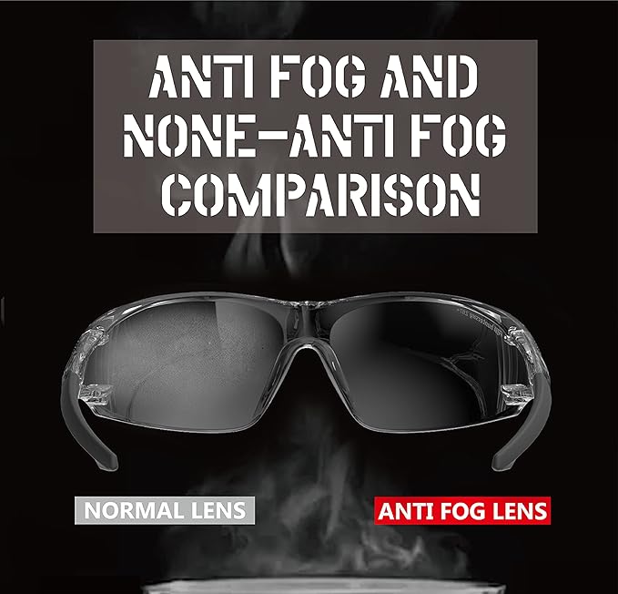 ANSI Z87.1 Anti-Fog Wrap-Around Clear Safety Glasses, Pickleball lab chemistry goggles with Scratch Resistant