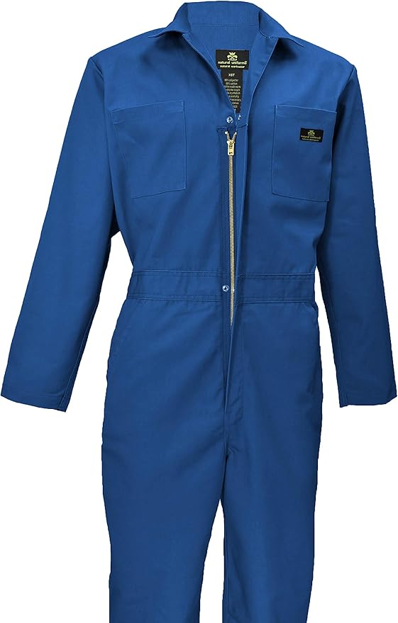 Natural Uniforms Mens Long Sleeve Zip Up Twill Coverall, Stain and Wrinkle Resistant
