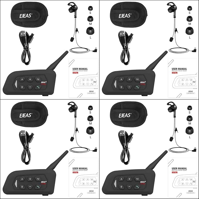 Referee Communication System Sets, V4C Plus Referee Headsets with USB C Interface Right Earpiece for Volleyball Official Football Coach Crews Soccer Handball (4 Pack)
