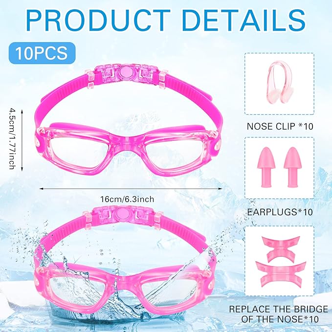 Treela 10 Pcs Swimming Goggles for Adults Pool Goggles Swim Glasses Bulk Multipack Anti Fog Silicone No Leaking