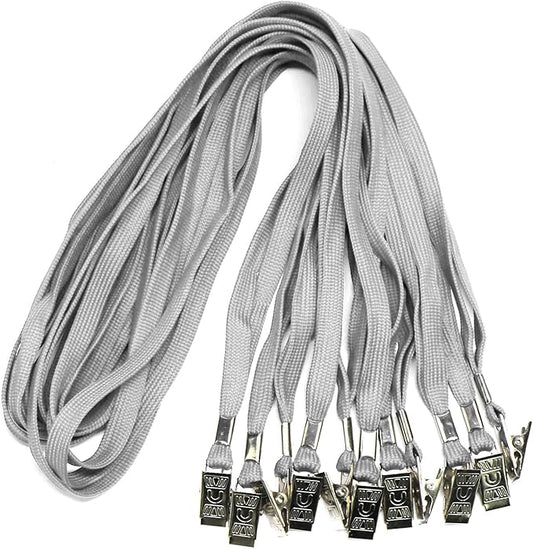 Ollain Badge Lanyards Neck Bulk Cruise Lanyards Lanyard with Clip for ID Card Name Tags Badge Holders (Gray, 50 Pack)