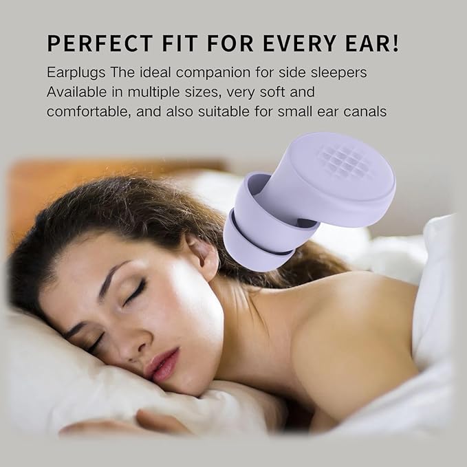 Ear Plugs for Sleeping Noise Cancelling for Side Sleepers 45dB, 7 Pairs Reusable Suitable for Work, Concerts, Travel & Focus (Purple)