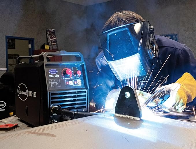 Eastwood 180 Amp MIG Welder Machine Dual Voltage 110V 220V for Steel & Aluminum | Eastwood XL View Auto Darkening Welding Helmet