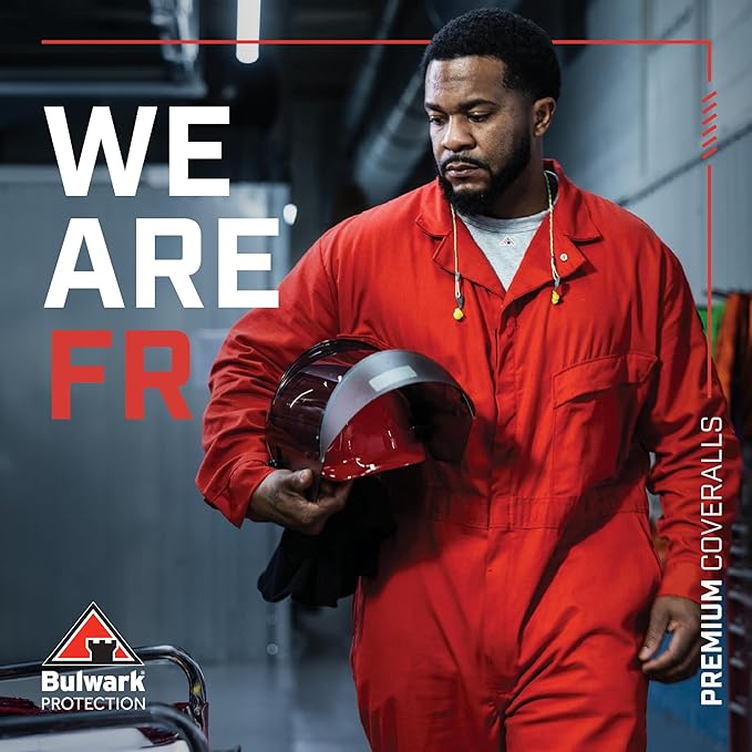 Bulwark FR mens Flame Resistant 9 Oz Twill Cotton Classic Coverall With Hemmed Sleeves