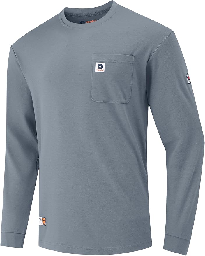 FR Shirts for Men 100% Cotton 5.5oz Lightweight NFPA2112/CAT2 Flame Resistant Shirts for Men Long Sleeve