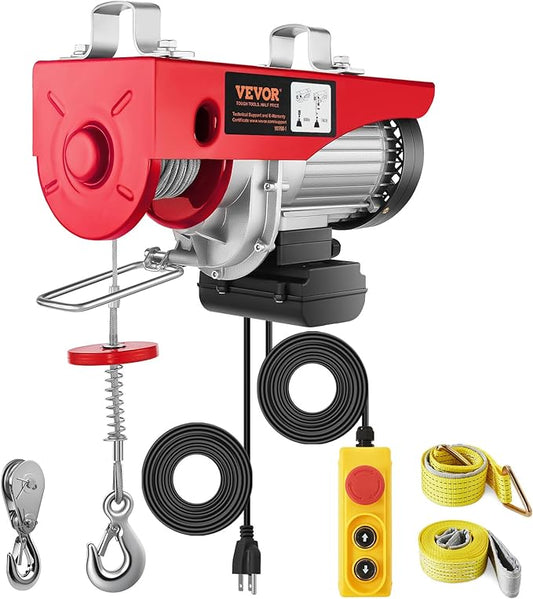 VEVOR Electric Hoist 1760lbs with 14ft Wired Remote Control, Electric Hoist 110 Volt with 40ft Single Cable Lifting Height & Pure Copper Motor, for Garage Warehouse Factory