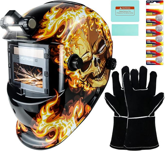 Welding Hood Auto Darkening Welding Helmet with Light True Color 1/1/1/2 Top Optical Clarity Wide Shade 9-13 Welding Mask with Grinding Weld Helmet (KTS-HD104)