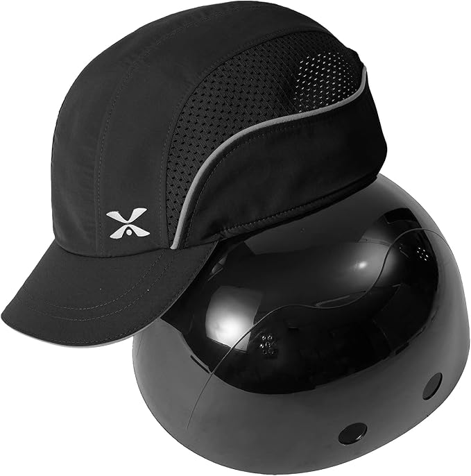 Lightweight Safety Bump Cap - Breathable Baseball Style Protective Hat with Reflective Stripes