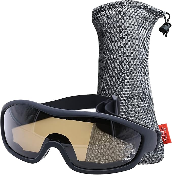 Viriber Motorcycle Goggles - UV Protective Outdoor Dust-proof Combat Goggles, Military Sunglasses, Tea