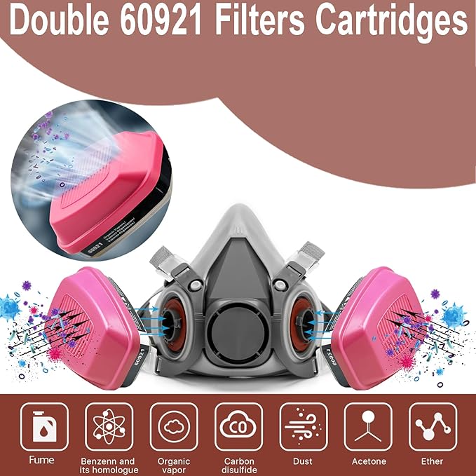 RANKSING Respirator Mask with Filters and Safety Glasses to Against Dust Gases while Painting Spraying