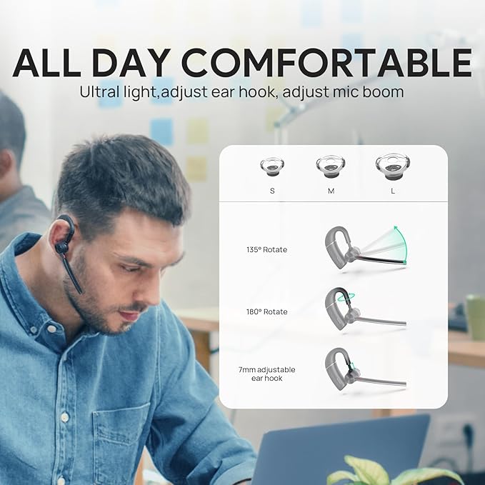 Yealink BH71 Pro Bluetooth Headset with USB Dongle, Teams Certified, 4 Noise Cancelling Microphone, Fit for Computer Laptops, Wireless Earpiece for Business Office Work Calling