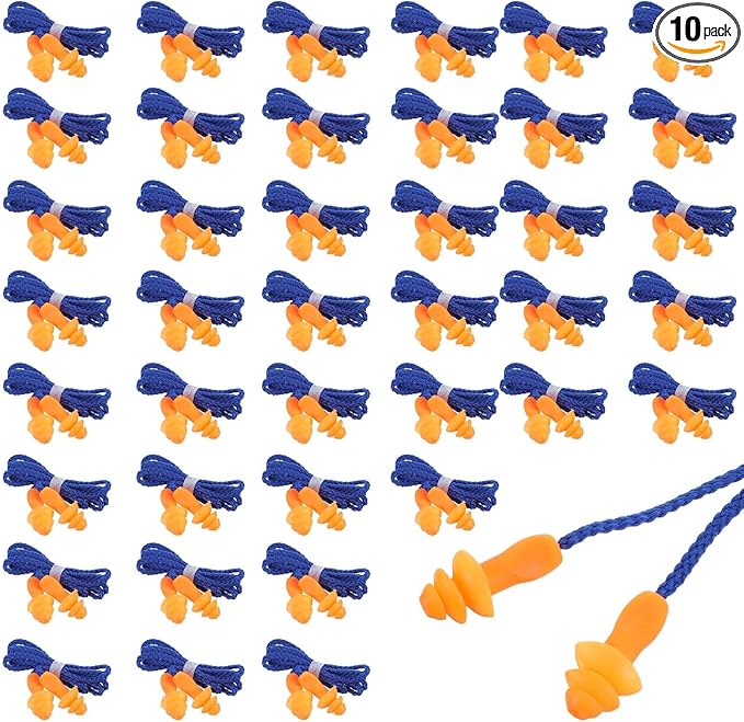 40 Pairs Silicone Ear Plugs for Sleeping, Reusable Ear Plugs with Cord for Noise Reduction, Corded Ear Plug for Sleeping, Swimming, Snoring Work, Noisy Places