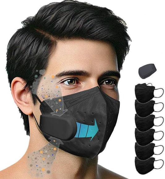 PuriCurrent-electric fan mask, cum air purifier mask. Easy breath. Mask itself is filter. Handy, light and easy to use. For pollen, ashes, dusts, PM2.5 (Black)