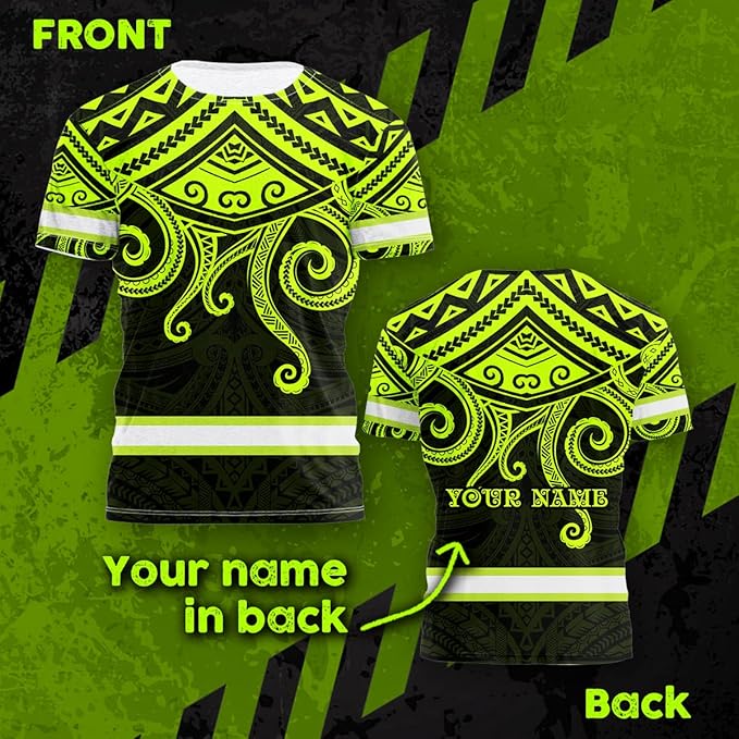 Matedecor Skull High Visibility Shirt Men Reflective Safety Shirts US Flag Custom Name Workwear, Runners, Walkers, Patriotic