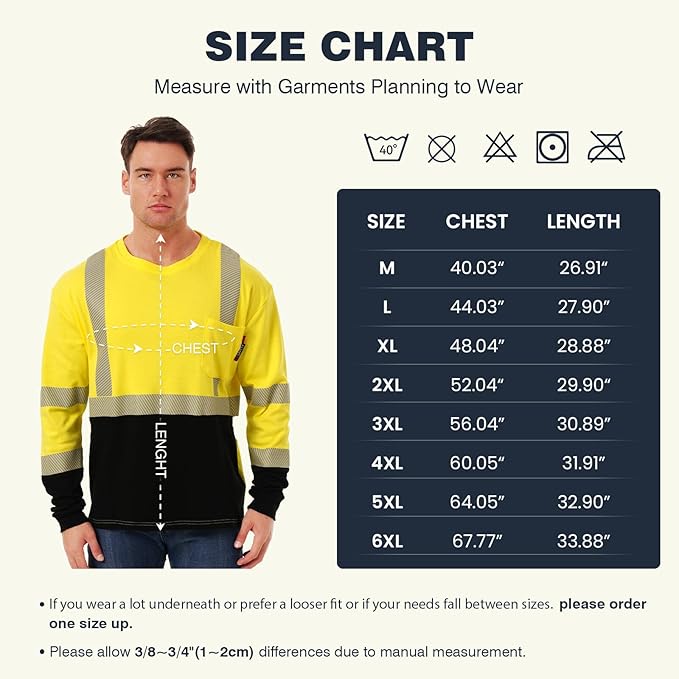SKSAFETY FR Shirts for Men Long Sleeve, Welding Shirt 6oz Lightweight High Vis Fire Resistant Flame Retardant Shirt CAT2