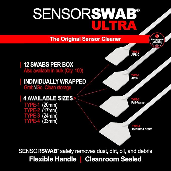 Senor Cleaning Kit - 24mm Sensor Swab (12 Swabs) for Cleaning Full Frame Sensors and Eclipse Sensor Cleaning Application with Dropper Tip (59ml) 2oz