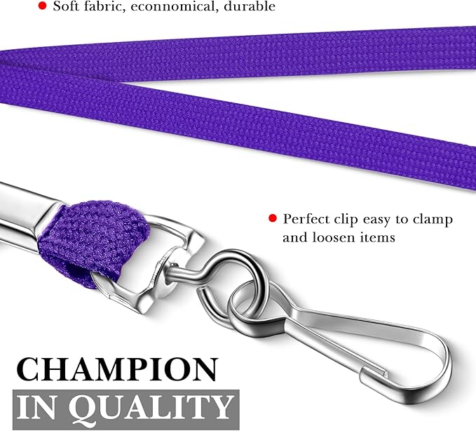 Epakh 200 Pcs Lanyards for ID Name Badge Holder Neck Lanyard Flat with Clips Neck Straps for Office School Nurse