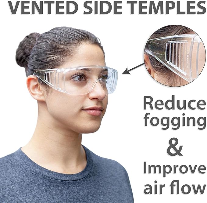 BISON LIFE Diamont Vented Over Glasses Safety Glasses | Meets ANSI Z87.1, Impact Resistant Polycarbonate Lens
